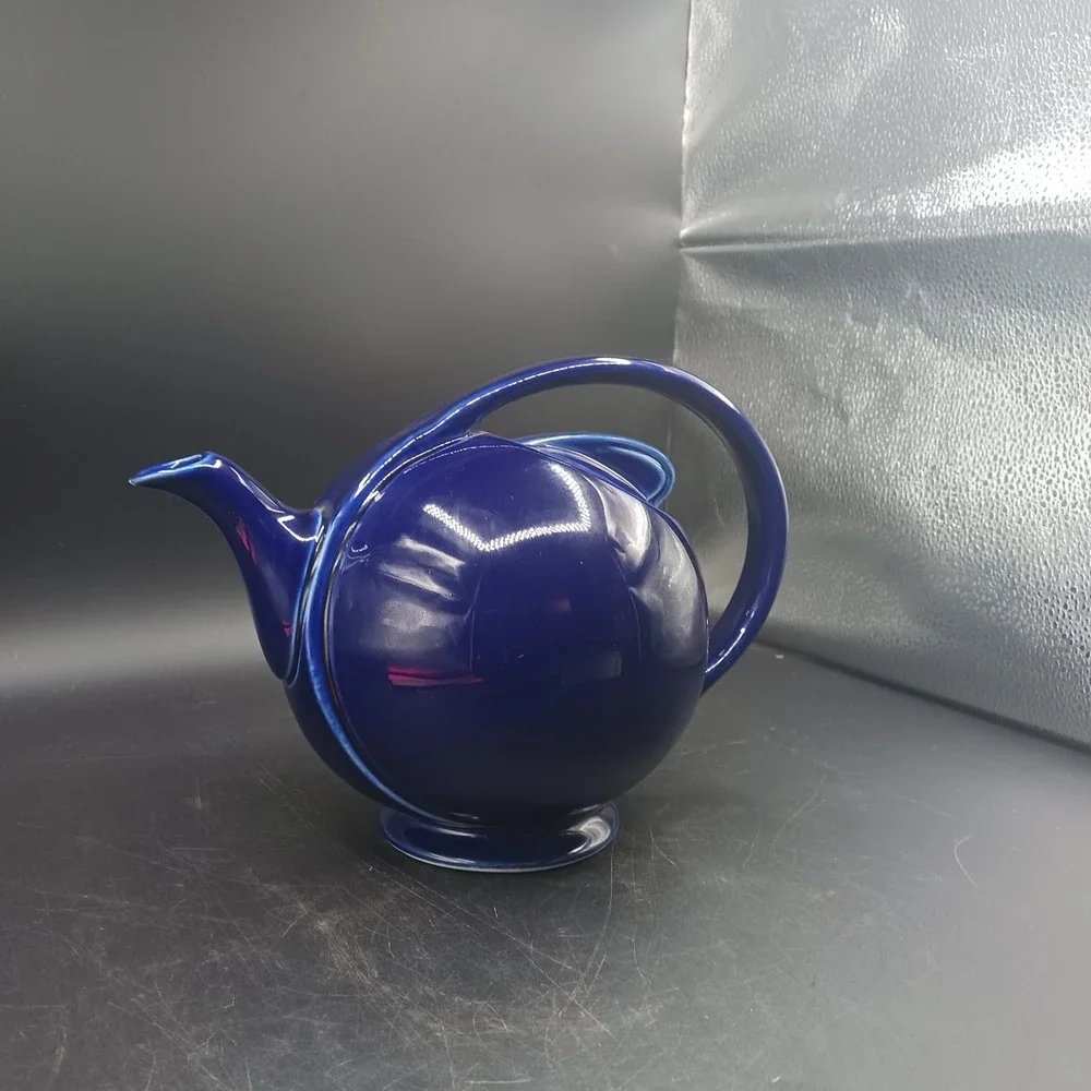 Hall Pottery TeaPot MCM Atomic Art Deco Airflow 6 Cup Cobalt Blue VTG Retro